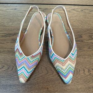 ASOS Design Women’s Woven Lacy Slingback Ballet Flats Rainbow Multicolor Weave11
